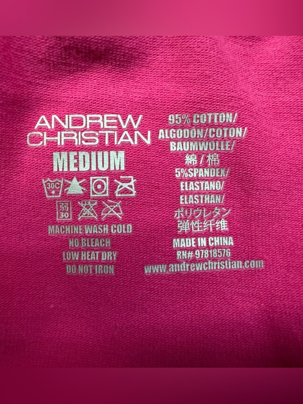 Andrew Christian Pink/white Large Bulge C-Ring Brief - Picture 4 of 5